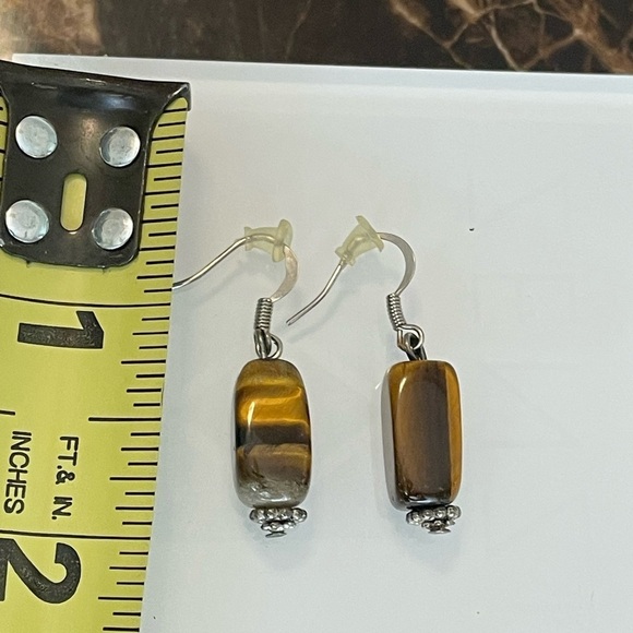 Tiger Eye Drop Dangle Earrings - Picture 4 of 4